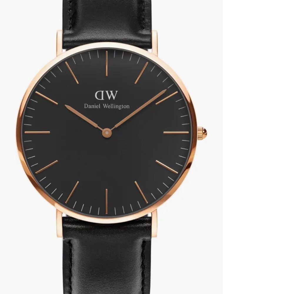 Daniel Wellington black and rose gold watch, excellent condition!
